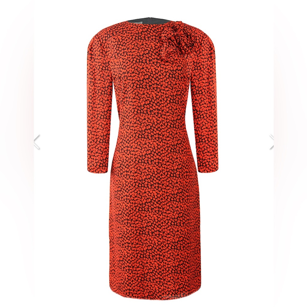 Vintage 1980s Louis Feraud Red Long Sleeve Cocktail Dress SIZE 6